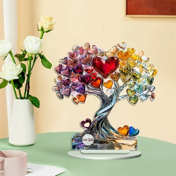 Fiudx Árbol Del Amor Colorido, Impresionante Adorno de Escritorio de Acrílico, Decoración Romántica, Decoración Versátil para El Hogar y La Oficina, Regalo de Aniversario de San Valentín, Una Sorpres