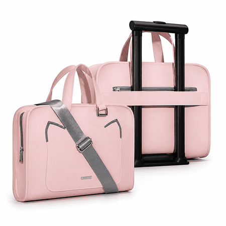 TAILNOVA Rolling Computer Bag Laptop Tote Women Pink PU 1Pack Portable for Office School and Travel