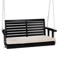 thumbnail image 5 of Ktaxon Upgraded Heavy Duty 880 LBS 4ft Patio Wooden Porch Swing,  Solid Fir Wood Swing Bench for Yard Balcony, Black with Cushion, 5 of 6