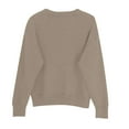 thumbnail image 4 of Comdrip Knit Sweater, Women's Wool Blend Casual Sweaters Crewneck Long Sleeve Knit Pullover Sweater Fall Tops for Women 2025 Pullover Sweaters for Women Khaki XL, 4 of 9