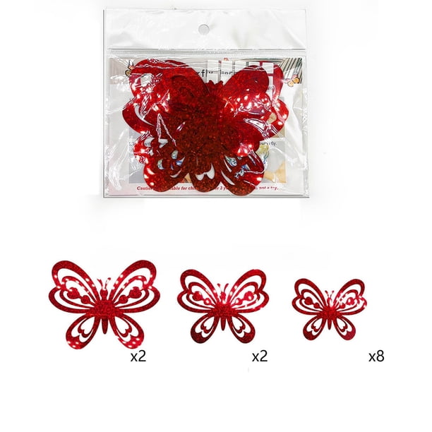 Feliz Día de San Valentín Pegatinas, 12 Piezas Mariposas Pegatinas Decorativas Serie, Arreglo de Prop Día de San Valentín, Decoración de Fiesta Mariposa