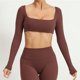 thumbnail image 1 of 2024 Pad Nylon Yoga manga larga mujeres Yoga Top correr al aire libre Fitness Brush camiseta de manga larga gimnasio entrenamiento Push Up deportes Top, 1 of 5