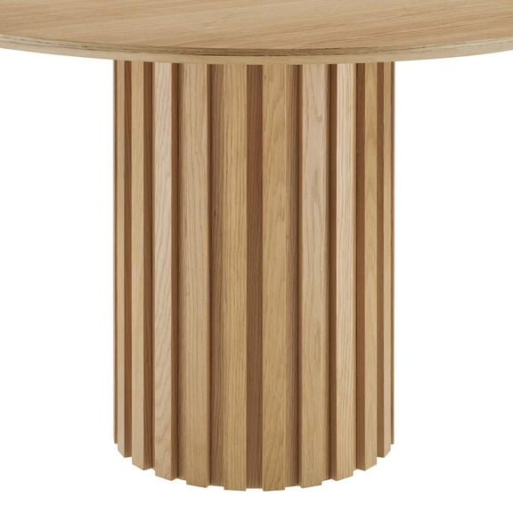 Modway Senja 47" Round Modern Style MDF and Wood Dining Table in Oak