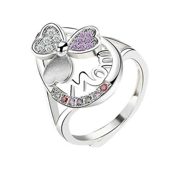 CILENON Diamond Ring Love Micro Diamond Ring Ring Mother Ring Jewelry Women Rings Trendy Jewelry Diamond Rings(Silver,8)