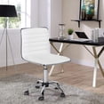 thumbnail image 2 of Yaheetech Adjustable Task Chair PU Leather Low Back Ribbed Armless Swivel White Desk Chair Office Chair Wheels, 2 of 4