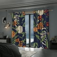 thumbnail image 4 of Lfeey Floral Leaf Blackout Curtains, Room Darkening Grommet Curtains, Dark Blue, 42x63 inches, Set of 2, 4 of 5
