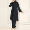 thumbnail image 2 of Women Long Sleeve Abaya Dress 2 Piece Set Casual Dubai Outfits Prayer Attire Loose Flowy Hijab Clothing, 2 of 2