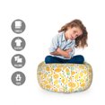 thumbnail image 2 of Fruits Storage Toy Bag Chair, Bananas Lemons Apples Oranges Pears Pineapples, Stuffed Animal Organizer Washable Bag, Small Size, Mustard Pale Orange, by Ambesonne, 2 of 3