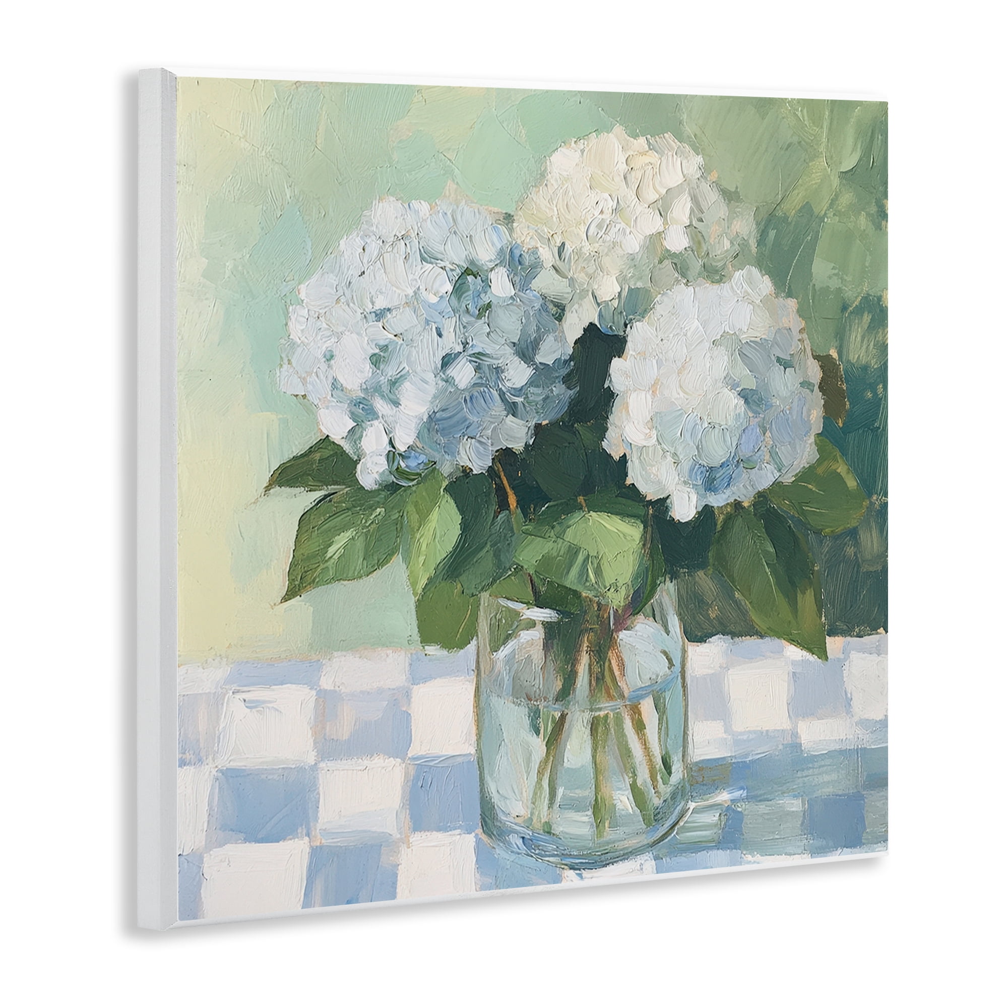 Stupell Industries Hydrangea Picnic on Checkered Wall Plaque Art, design by Petal Prints Design
