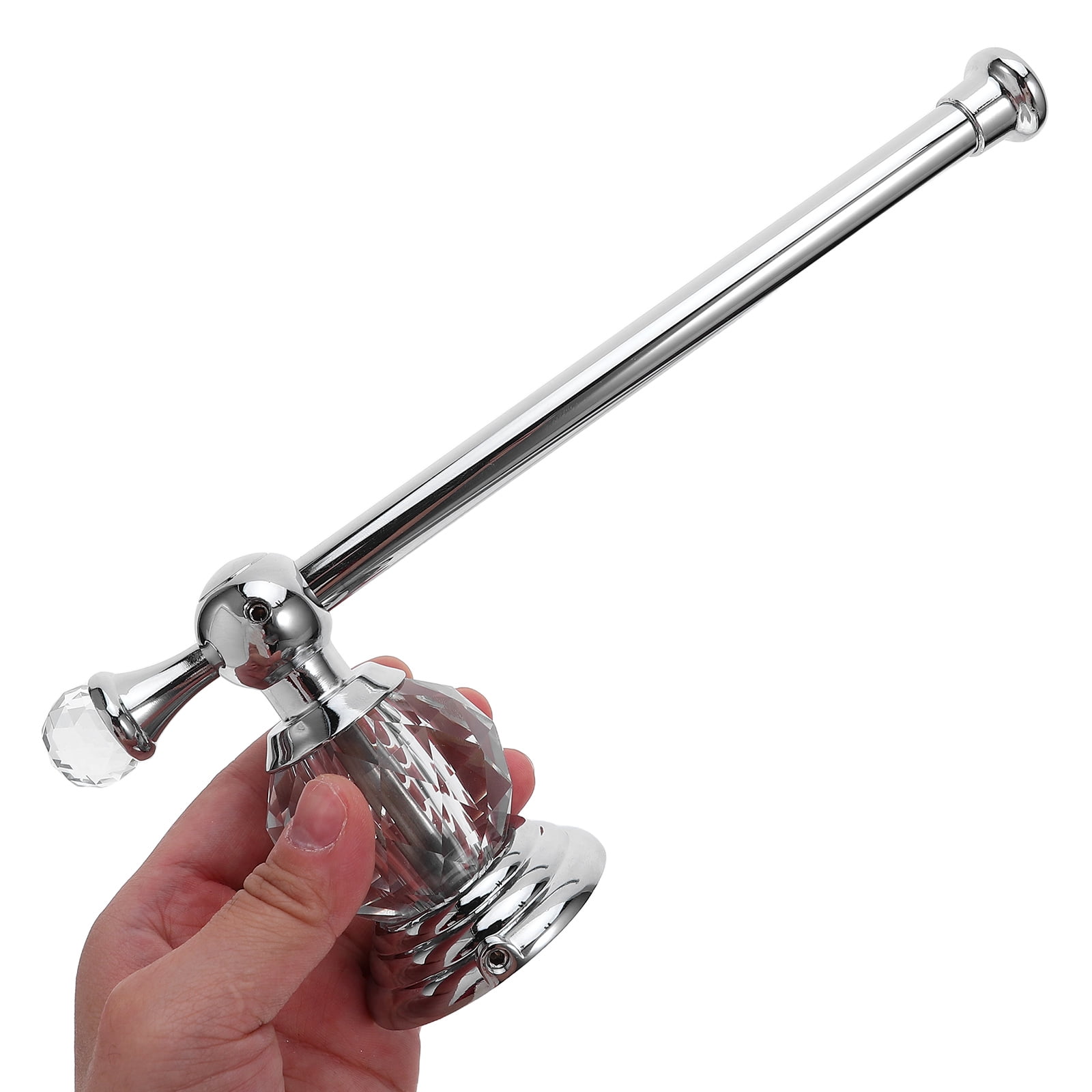 HONMEET Modern Plated Silver Crystal Wall Toilet Paper Holder Stainless Steel Towel Rack for Bathroom