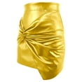 thumbnail image 6 of KHONTS Women's Casual Plain Skirts Pleat PU Leather Bodycorn Mini Skirts Yellow XL, 6 of 9