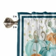 thumbnail image 5 of Orange Teal Blue Pumpkin Kitchen Curtains Valance and Tier Set 3 Pieces, Thanksgiving Fall Blue Dots Stripes Small Window Curtains Set, 24 Inches Length Short Tiers for Bathroom Cafe, 5 of 7