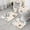 White Boho Bohemia, variant on Turquoise Geometric Quatrefoil Pattern Bathroom Rugs Sets 3 Piece,Toilet Cover Set,Absorbent Non Slip Bathroom Mats Sets with U-Shaped Contour Rug Toilet Rug Set