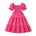 thumbnail image 2 of Today kttectoa Tunic Retro Long Dresses Swing Sundress Dresses Square Neckline Solid Puff Sleeve Dress for Kids Loose Flowy Dresses for Home Party 8-12Y, 2 of 9