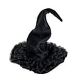 thumbnail image 3 of Cutuoiiu Women's Halloween Party Accessory Solid Color Vintage Witch Hat Floral Decor Mesh Wide Brim Hat for Halloween Dress‑Up Theme Activities, 3 of 9