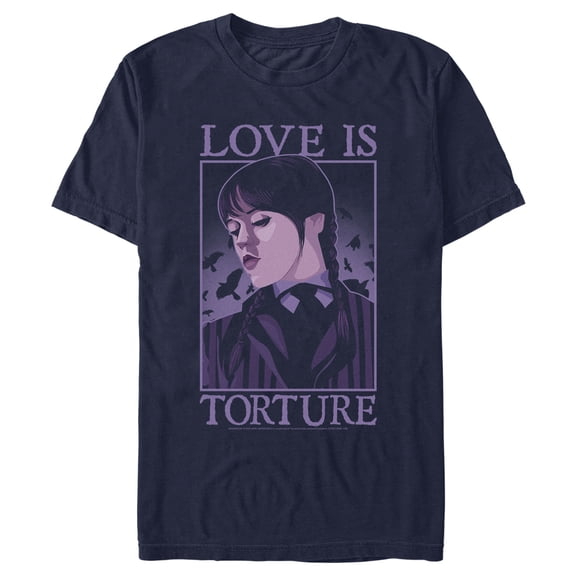 Men's Wednesday Love Is Torture  Graphic Tee Navy Blue Medium