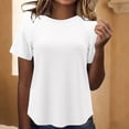 thumbnail image 2 of Women's Summer Short Sleeve V Neck Solid Color Comfy Tops Shirts Blouses Crewneck Regular Fit Casual Daily Wear Vacation Beach Outfits Fashion Essential Gift | Sopatenor,White XL, 2 of 9