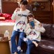 thumbnail image 2 of Pijamas de pareja Pijamas de mujer de otoño e invierno Ropa informal para el hogar para hombre Traje de dos piezas de algodón peinado suelto, 2 of 6
