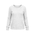thumbnail image 4 of TEAJOPSUU Women's Pullover Sweatshirts Striped Long Sleeve Crew Neck Sweaters Fall Winter Soft Casual Clothes Loose Fit White, 4 of 7