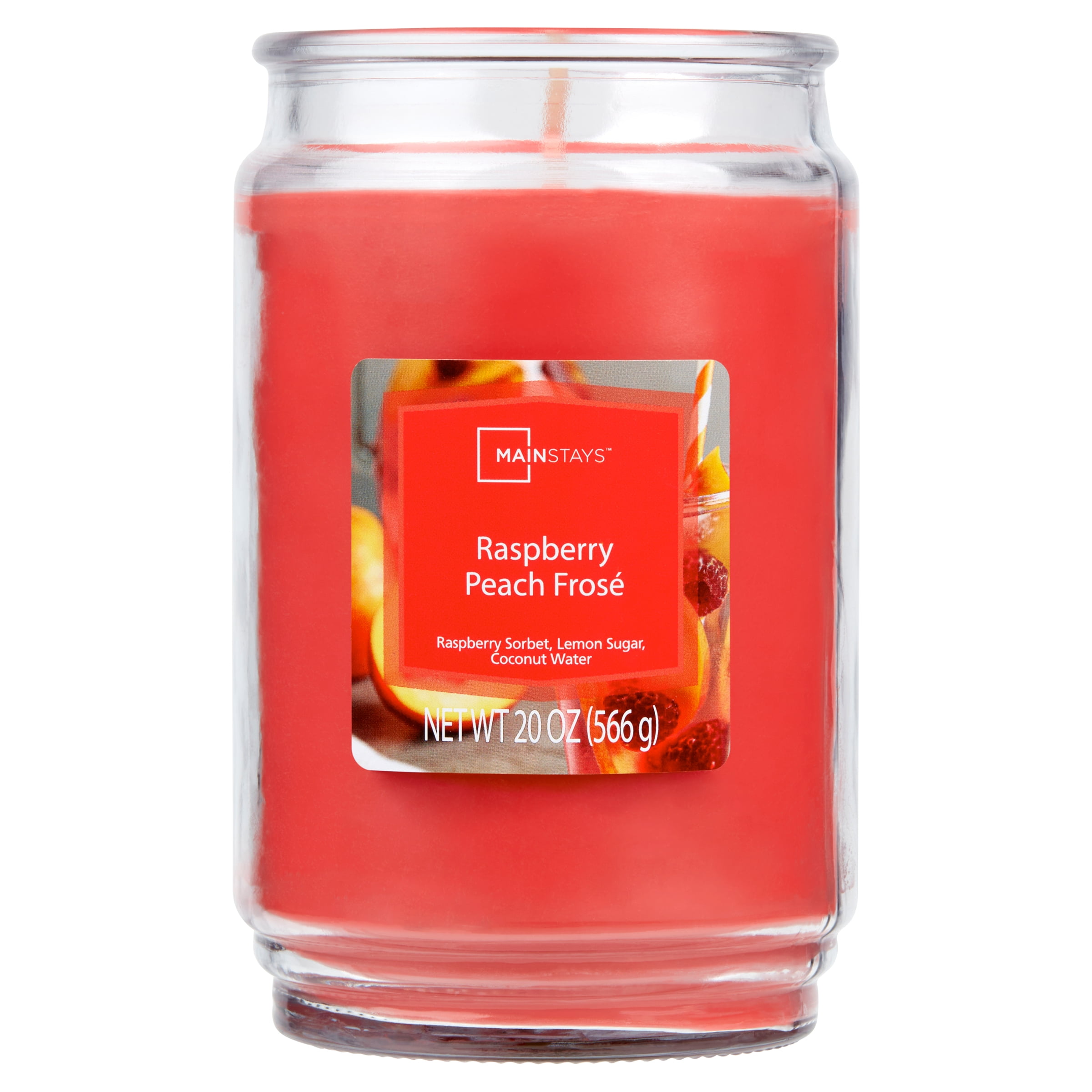 (3 pack) Mainstays Raspberry Peach Frosé Scented Single Wick Candle, 20 oz.