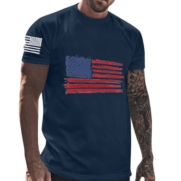 Mens Casual Pantalones Cortos Cuello Redondo Gradación Impresión Suéter Camiseta, Blusa Deportiva de Fitness para Hombres