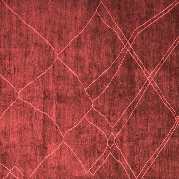 Ahgly Company Indoor Square Abstract Red Modern Area Rugs, 8' Square