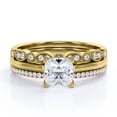 thumbnail image 1 of JeenMata Juego de Anillos de Boda Estilo Princesa de 2 Quilates - Juego de Novia - Juego de Trío de Boda - Anillo de Compromiso - Anillo Art Déco - Anillo de Promesa - Plata Esterlina, 1 of 6