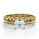 thumbnail image 1 of JeenMata Juego de Anillos de Boda Estilo Princesa de 2 Quilates - Juego de Novia - Juego de Trío de Boda - Anillo de Compromiso - Anillo Art Déco - Anillo de Promesa - Plata Esterlina, 1 of 6