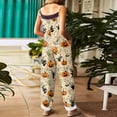 thumbnail image 4 of Halloween Jumpsuits for Women Casual Comfy Cotton Linen Lounge Clothes Funny Floral Print Overalls with Pockets, 4 of 7