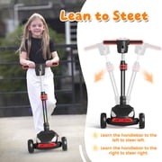 SIMATE Electric Scooter for Kids Ages 4-10,Thumb Accelerator, LED Lights LCD Screen, 3 Adjustable Height & 3 -Wheels Electric Scooter for Girls/Boys,5mph