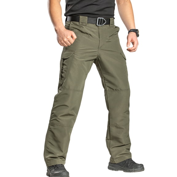 Domzest Men's Cargo Pants Ripstop Water Resistant Hiking Work Pants Outdoor Multi Pockets Army Tactical Pants Green M