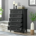 thumbnail image 3 of Modern Farmhouse 5 Drawer Dresser Chests, Dressers for Bedroom, Wood Rustic Tall Chest of Drawers Closet Organizer & Storage Clothes for Living Room, Hallway, 3 of 13