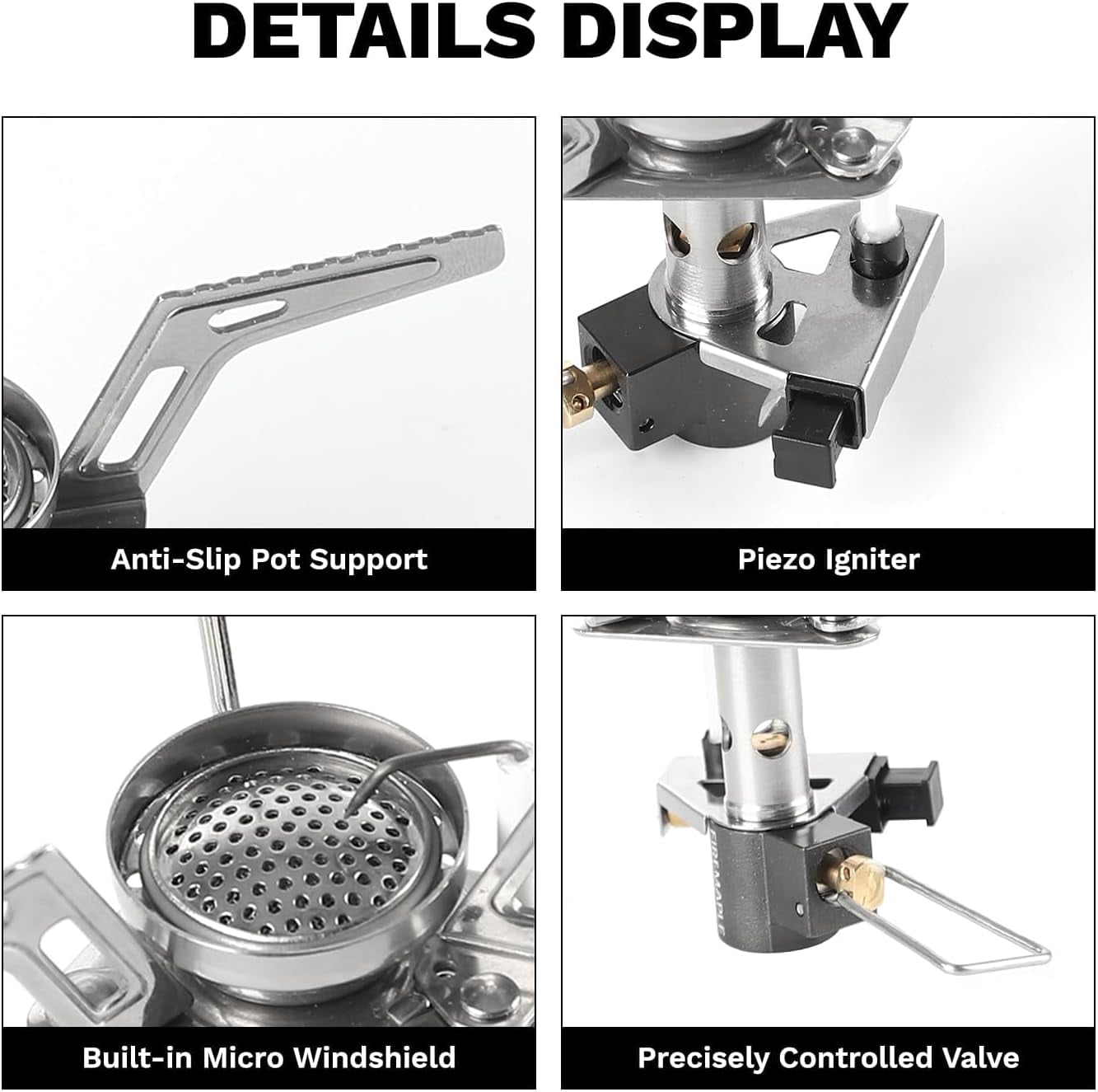 Torch Gas Stove – Ultralight Backpacking Camping Stove, Built-in Piezo Ignition, Stainless Steel & Aluminum Alloy, Compact & Portable, Ideal for Hiking & Outdoor Cooking