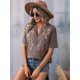 thumbnail image 4 of Camisas Mexicanas para Mujer, Blusa Tradicional de Verano Bordada, Túnica Floral, Cuello en V, Camiseta de Corta. Marrón Oscuro S, 4 of 8