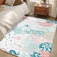 thumbnail image 5 of Summer Ocean Washable Area Rugs 2.7'x5', Teal Red Shell Coral Turtle Starfish Marine Life Low Pile Throw Living Room Rug Non-Slip Sturdy Edge Binding Carpet for Indoor Entryway Bedside Kitchen, 5 of 9