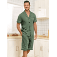 thumbnail image 5 of EA'S SECRET Mens Pajamas Set 100% Cotton Short Sleepwear Sets Classic Button Down Loungewear Summer Mens Pjs Sets With Pockets (Army Green,S), 5 of 7