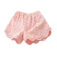 thumbnail image 2 of Girls Eyelet Lace Shorts Elastic Waist Scallop Hem Lightweight Casual Shorts for Summer Beach Vacation Daily Wear & Family Gathering Outfits Pink 110, 2 of 5