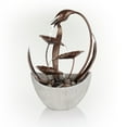 thumbnail image 3 of Alpine Corporation 15"H Indoor Multi-Tier Metal Floral Leaf Tabletop Fountain with Stone-Filled Base, 3 of 12
