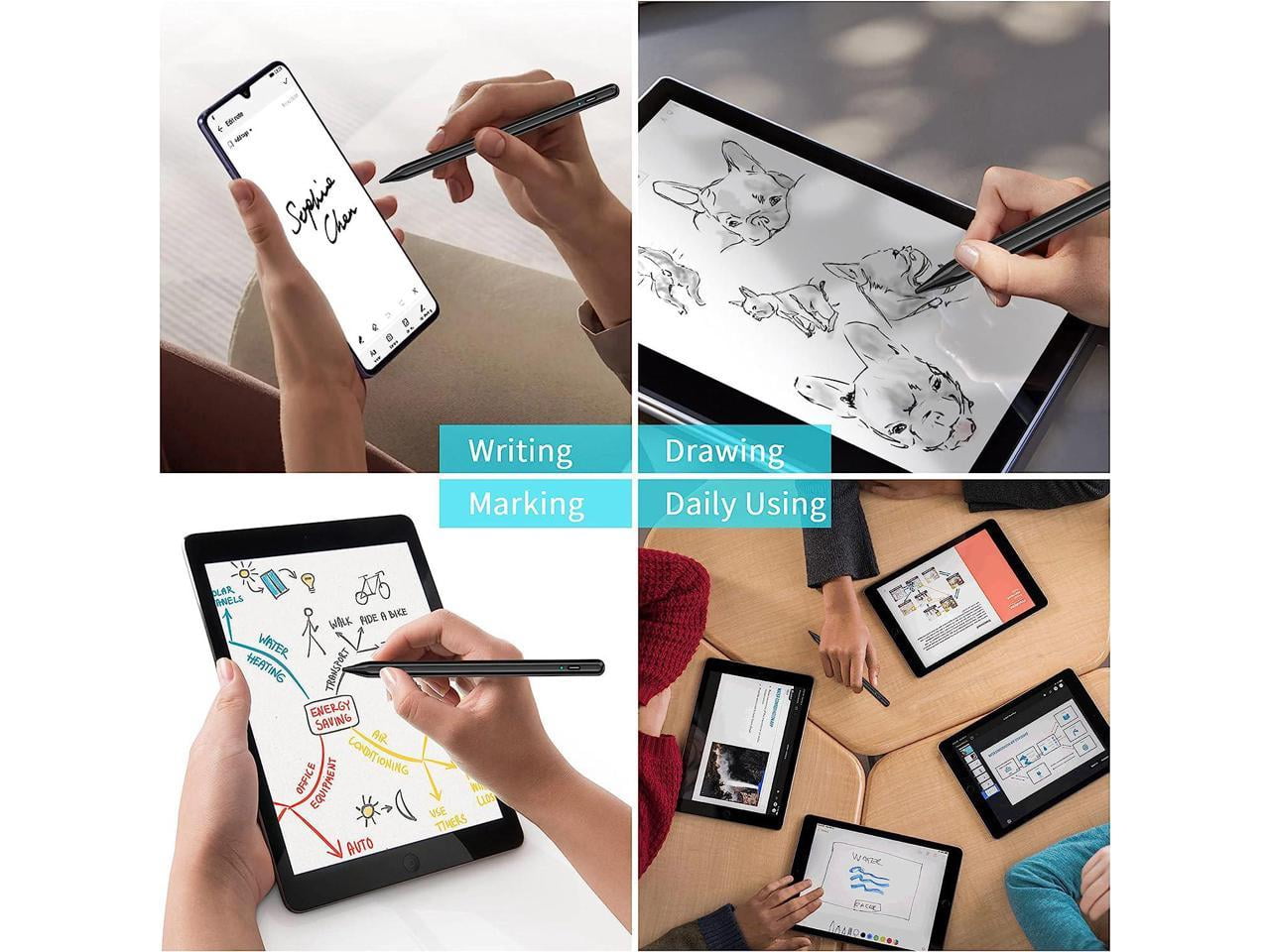 Stylus Pen, Active Stylus Pen Compatible for iOS and Android Touchscreens/Phones, Rechargeable Stylus Pen with Dual Touch Screen, Stylus Pencil for Apple iPad/iPhone/Android/Samsung Tablet