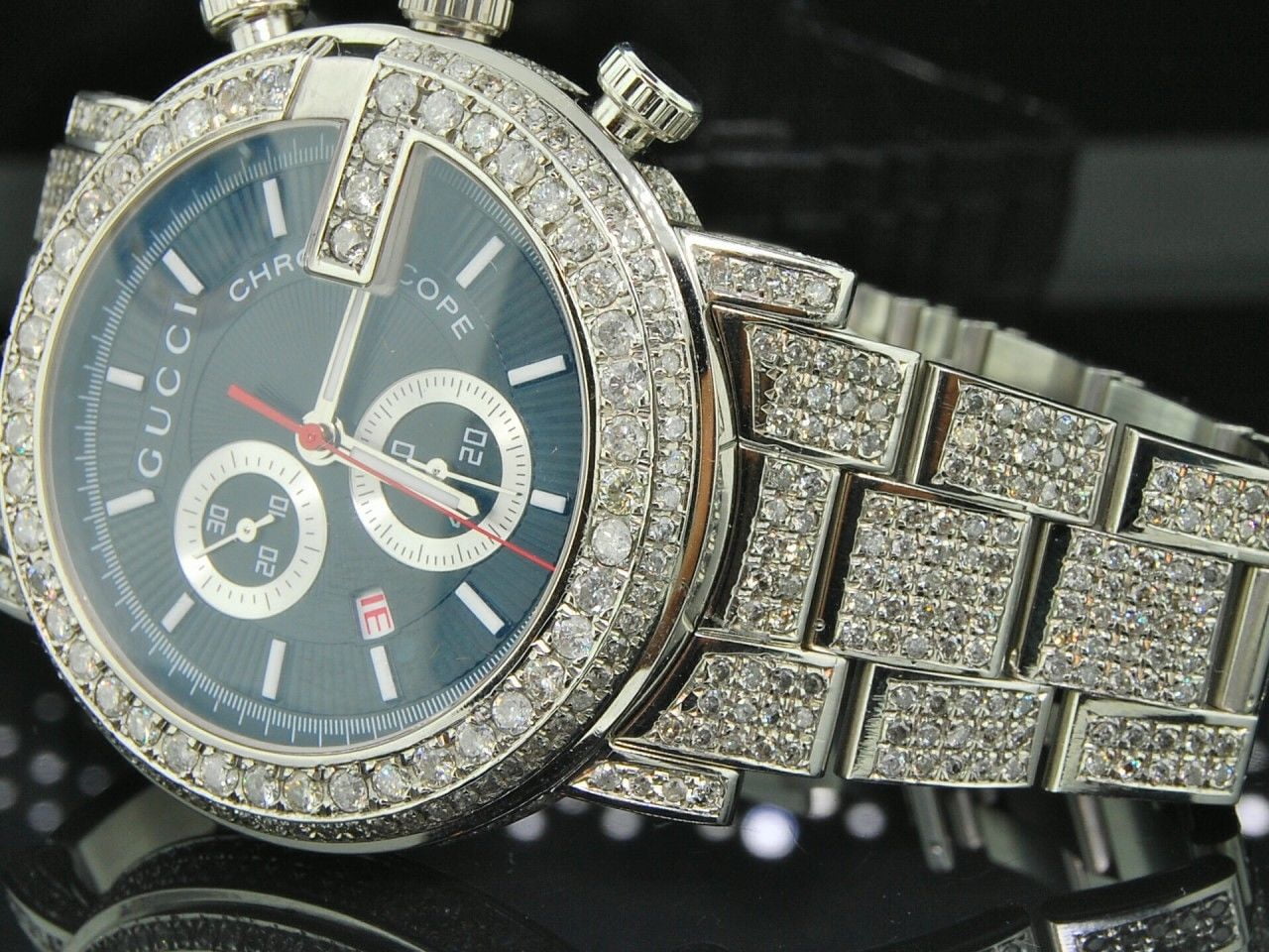Diamond Gucci Watch YA101324 Fully Iced Out Mens Custom 16.50 Ct.
