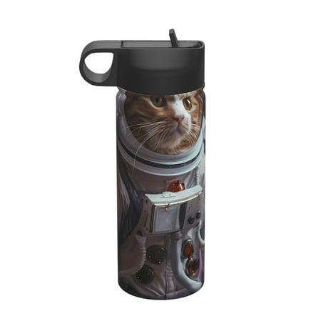 

Fuzoiu Cat Astronaut In Space Print 18oz Insulated Sports Kettle Outdoor Sport Gym Stainless Steel Water Bottle With Straw Lid