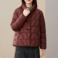 thumbnail image 2 of FRSASU Women's Winter Coat Jacket Windproof Puffer Coat Warm Solid Long Sleeve Capless Outerwear Wine M(M), 2 of 5