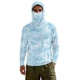 thumbnail image 2 of SEANATIVE Men's Hooded Fishing Shirt Sun Protection Full Coverage Running Fishing Hoodie UV Protection Long Sleeve Hiking Clothes with Mesh Face Mask, 3XL, Dolphin Sea Turtle Coral Blue, 2 of 7