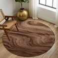 thumbnail image 3 of Brown Wave Wood Grain Washable Round Area Rug 5 ft, Farmhouse Plants Annual Rings Texture, Soft Non Slip Rugs Stain Repellent Indoor Felt Carpet for Living Dining Room Bedroom Home Office, 3 of 9