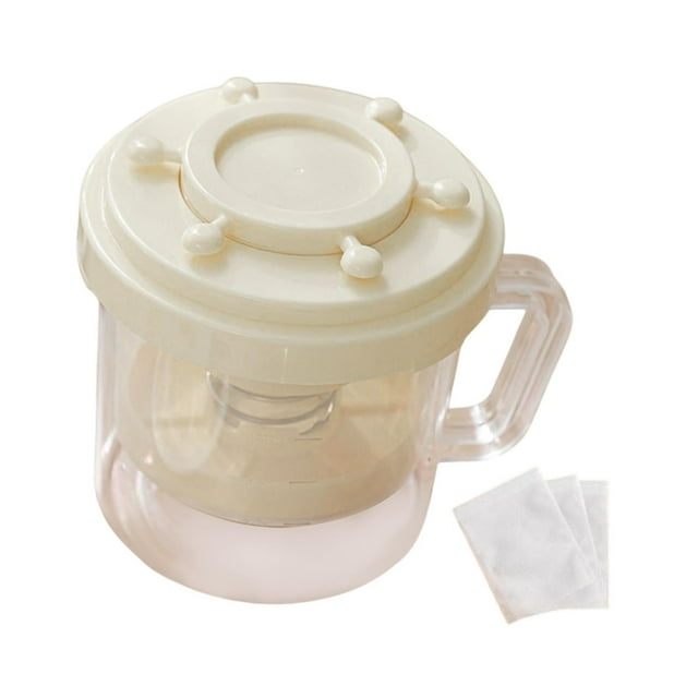 Colador de yogur griego con tapa. Yogur espeso y cremoso. Separador de suero casero. Soja. Beige