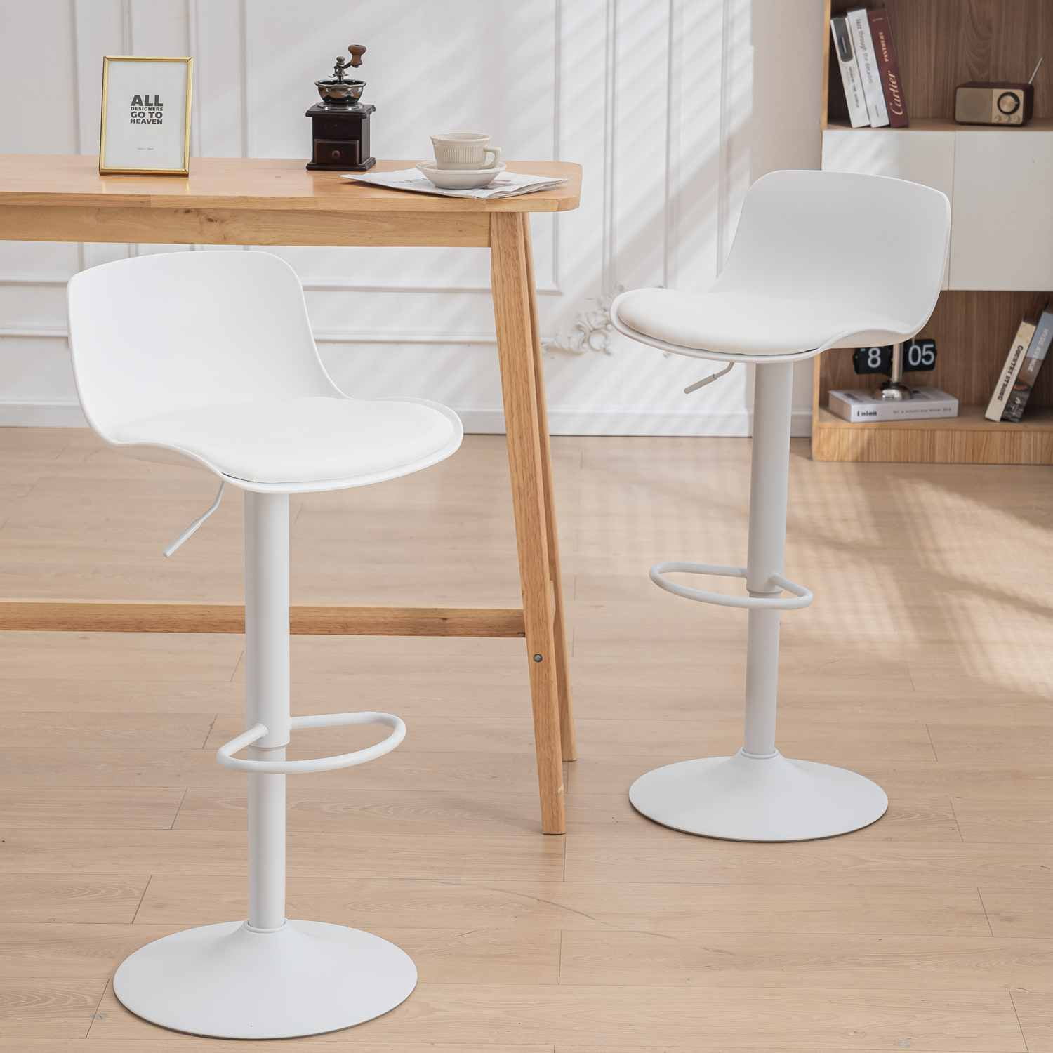 YOUNUOKE Bar Stools Modern Design Height Adjustable 360 Swivel PU