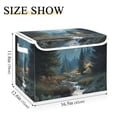 thumbnail image 3 of Foldable Fabric Storage Bin With Handle Collapsible Basket Box Storage With Lid Organizer Illuminated by Moonlight, 3 of 7