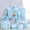 thumbnail image 2 of TAmten Preemie Clothes 7PCS Newborn 0-3M Boys Girls Baby Cotton Clothes Bib Tops Hat Pants Bellyband Suit Outfit Sets OneSize Light Blue ,0-3 Months, 2 of 4