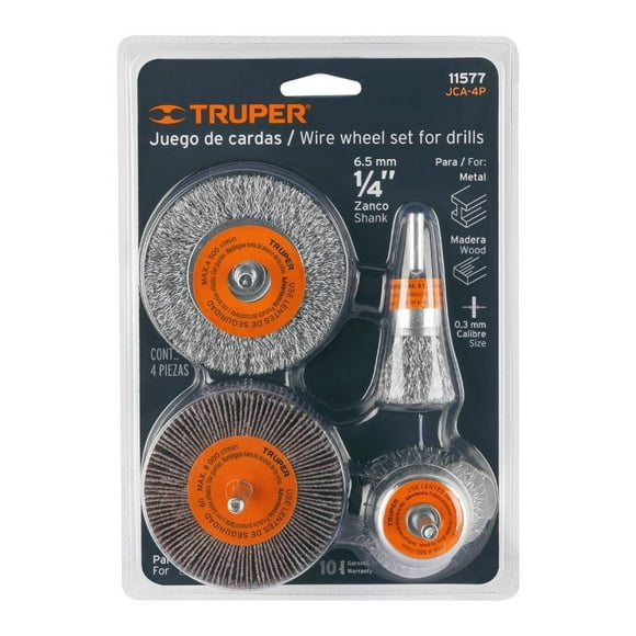 Juego de Cardas Truper para Taladro 1/4 Pulgadas 4 Piezas