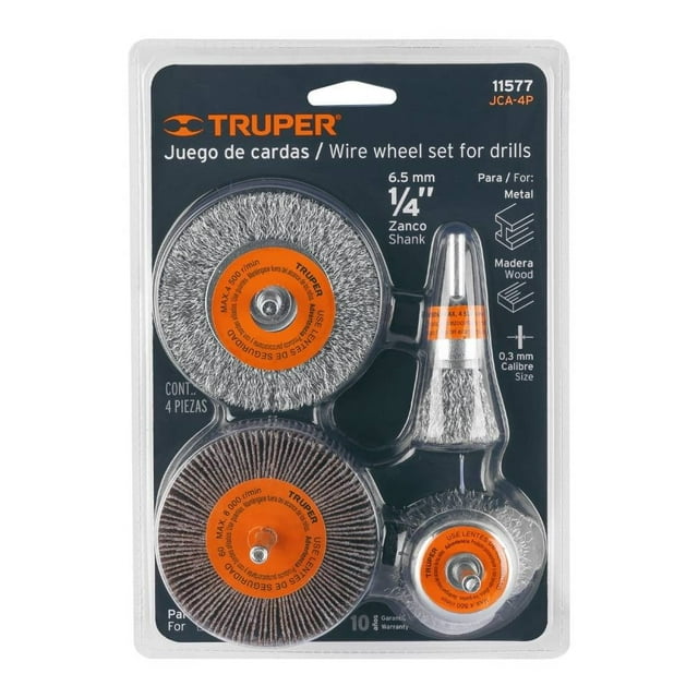 Juego de Cardas Truper para Taladro 1/4 Pulgadas 4 Piezas